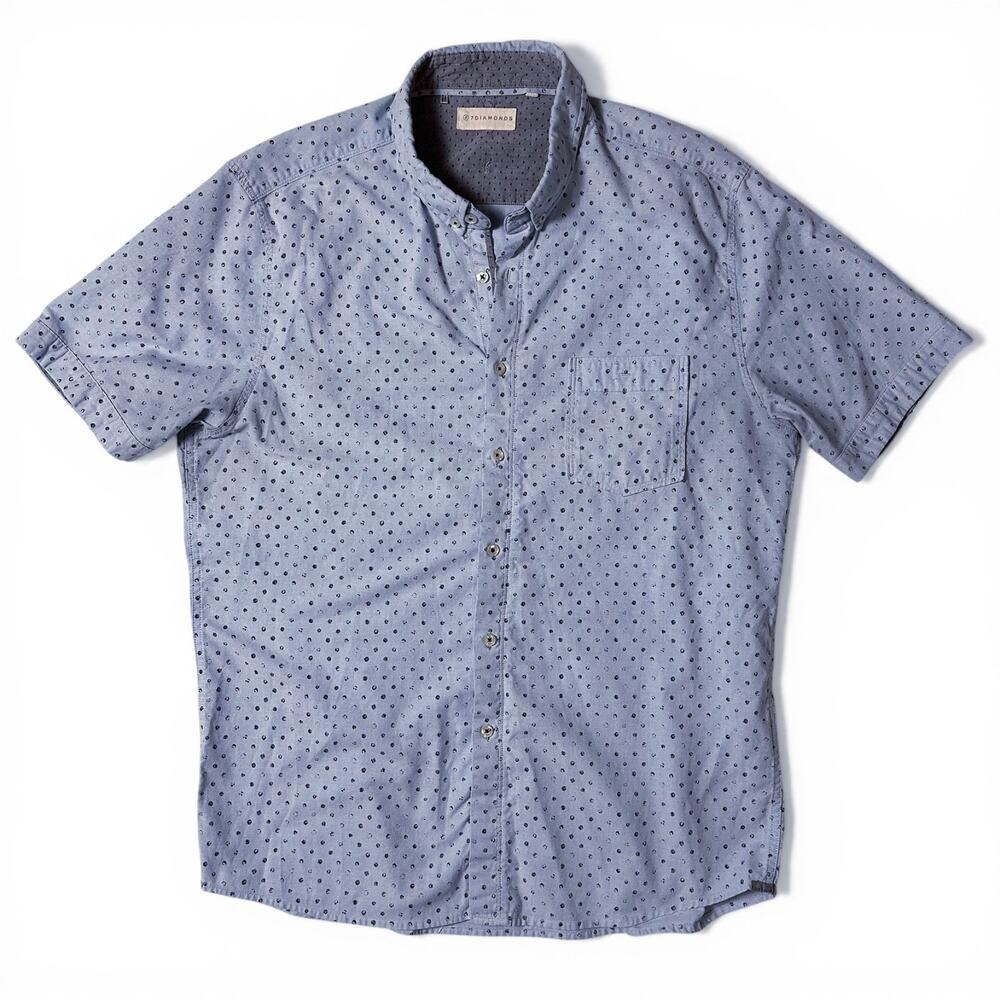7 Diamonds Originals Ollie Shirt Mens Size XL Light Blue Dot Button Up S/S